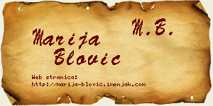 Marija Blović vizit kartica